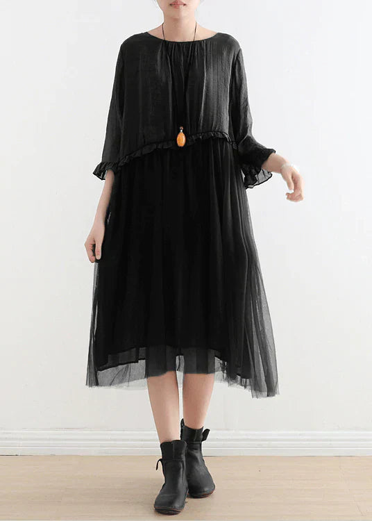 2022 Blue Tulle Maxi dresses patchwork chiffon Summer Dresses - Omychic