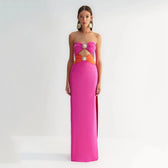Polka Dot Tube Top Evening Party Dress Pink / Xs Partydress-241208