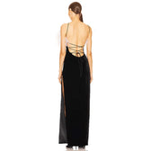 Feather Split Maxi Party Dress
