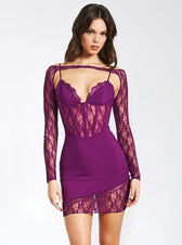 See-Through Sheath Party Dress Purple / Xs Partydress-241208
