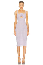 Halter-Neck Sheer Mesh Dress