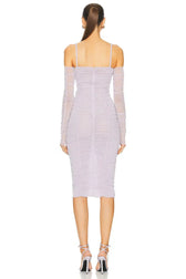 Halter-Neck Sheer Mesh Dress