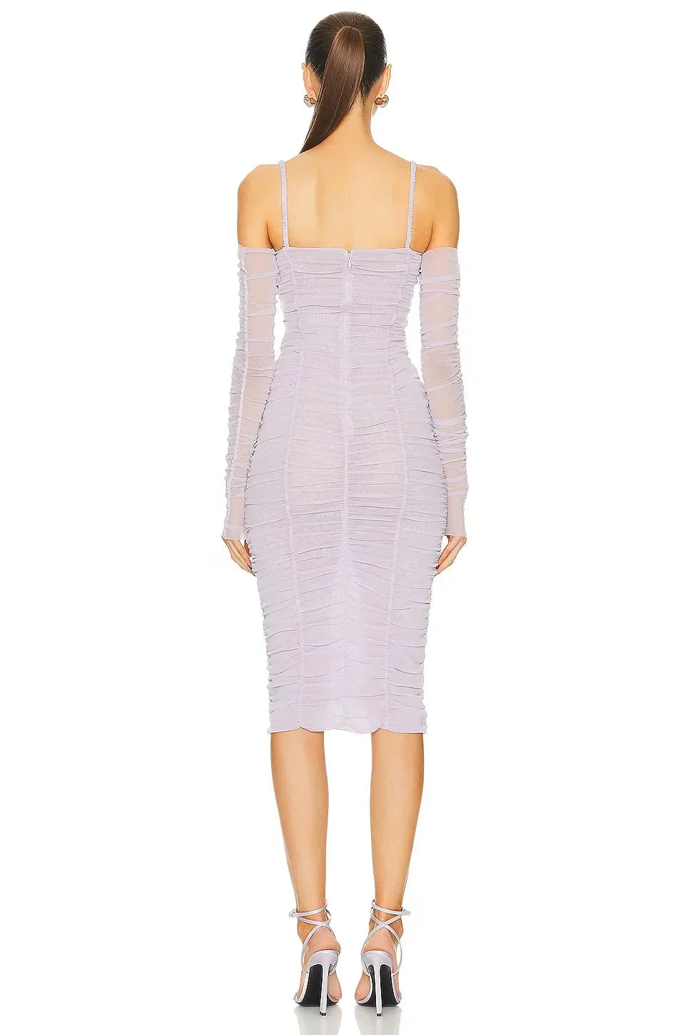 Halter-Neck Sheer Mesh Dress