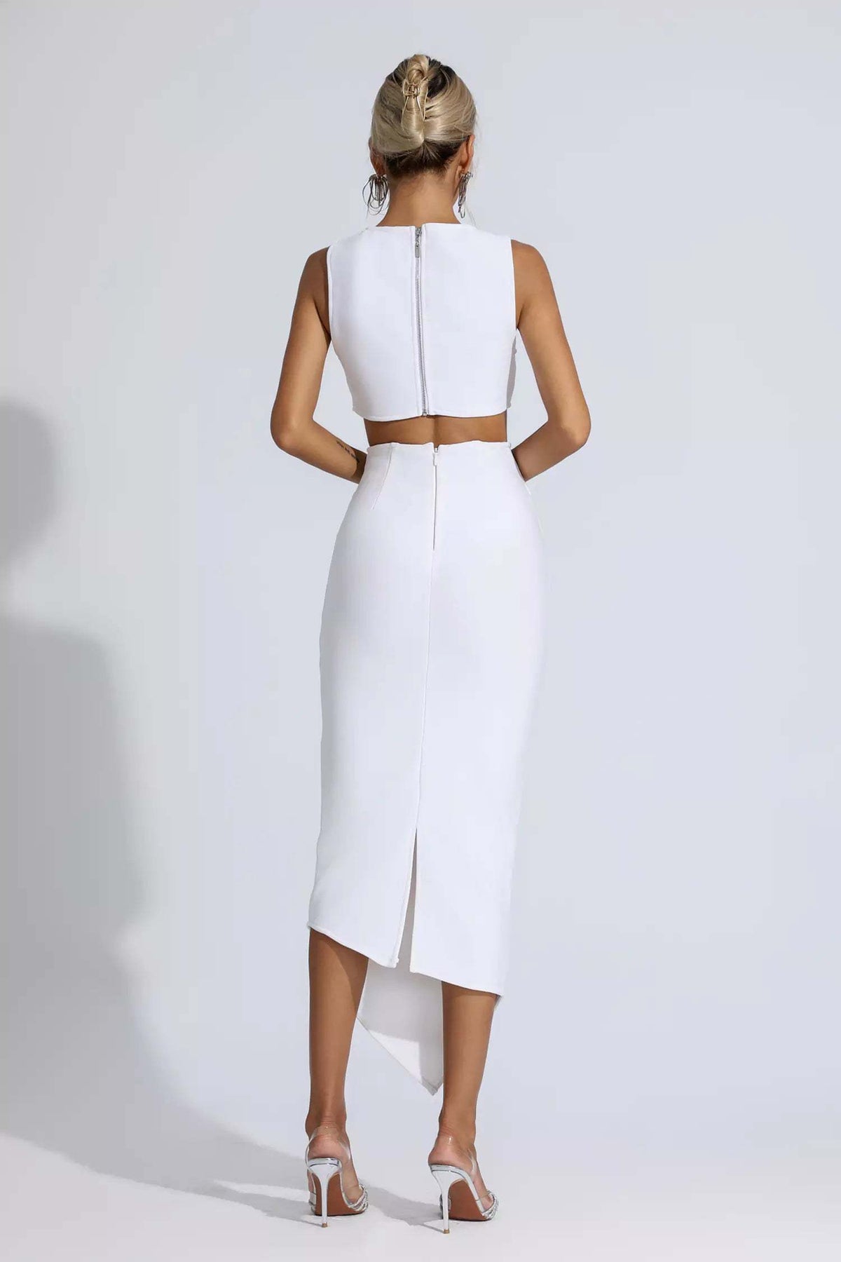 Cut Out Sleeveless Bodycon Bandage Midi Dress 5