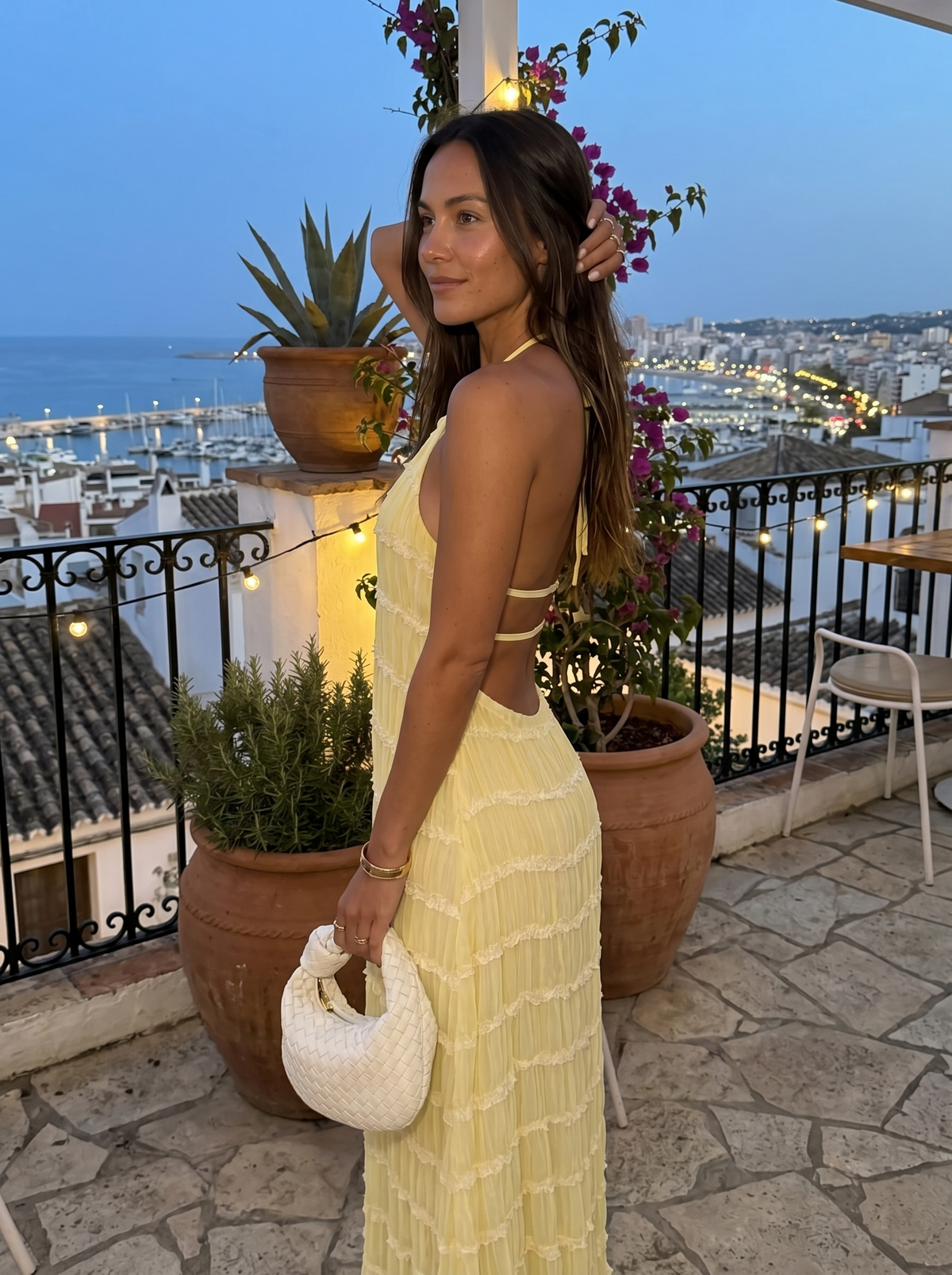 Textured Crinkle Halter Neck Sleeveless Maxi Dress