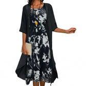 Floral Midi Dress and Chiffon Cardigan Two Piece Set 6