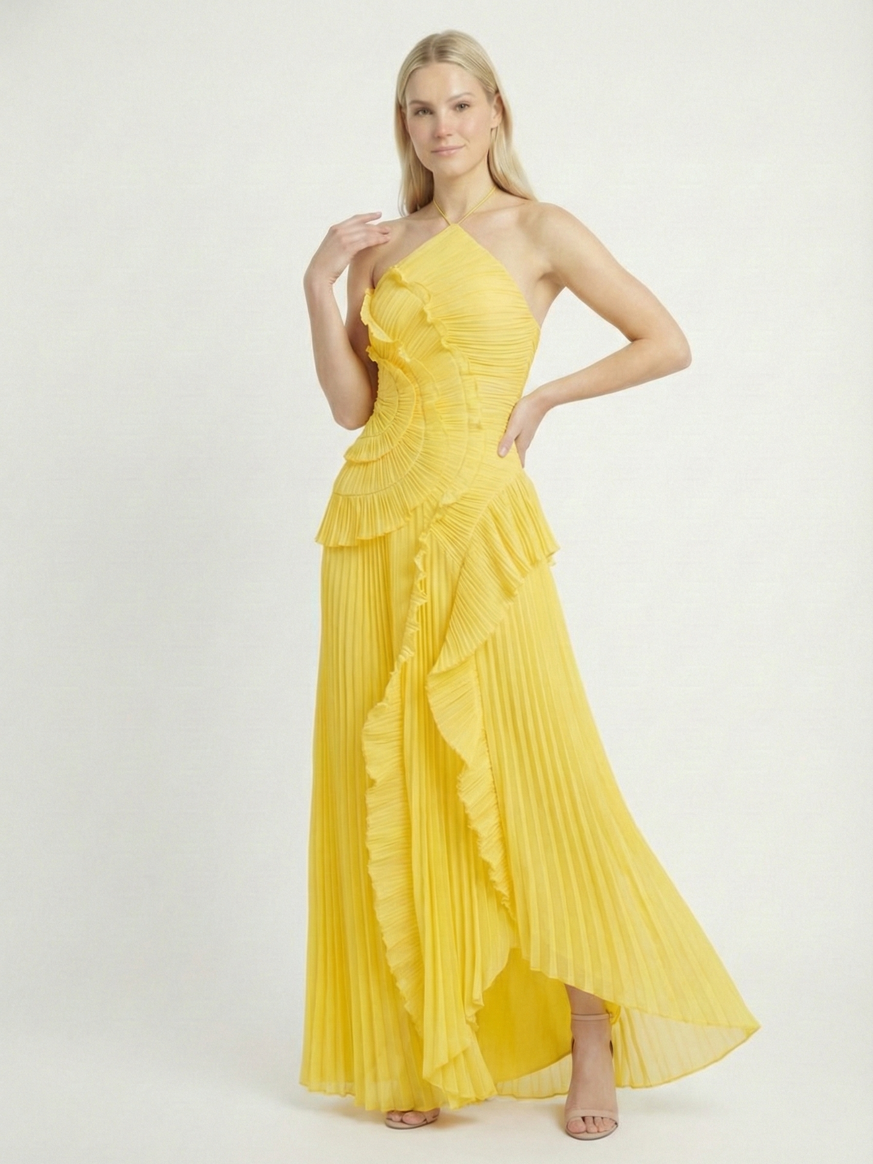 Catherine Ruffle Dress (Free Pearl Clutch)
