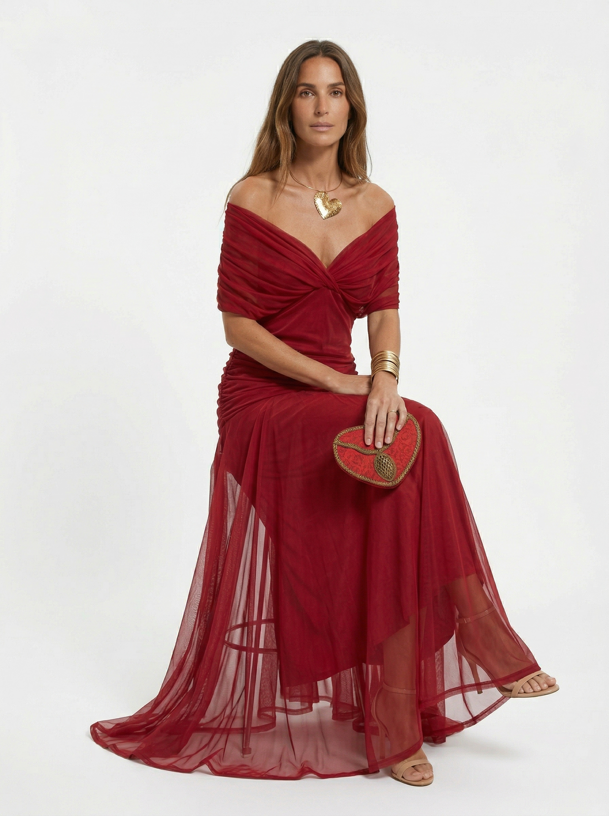 Floral Chiffon Off Shoulder Ruched Wedding Guest Dress