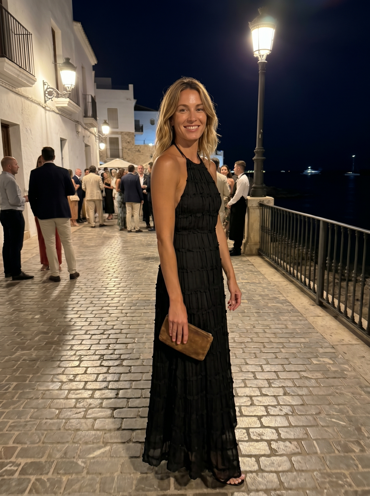 Textured Halter Neck Sleeveless Column Maxi Dress