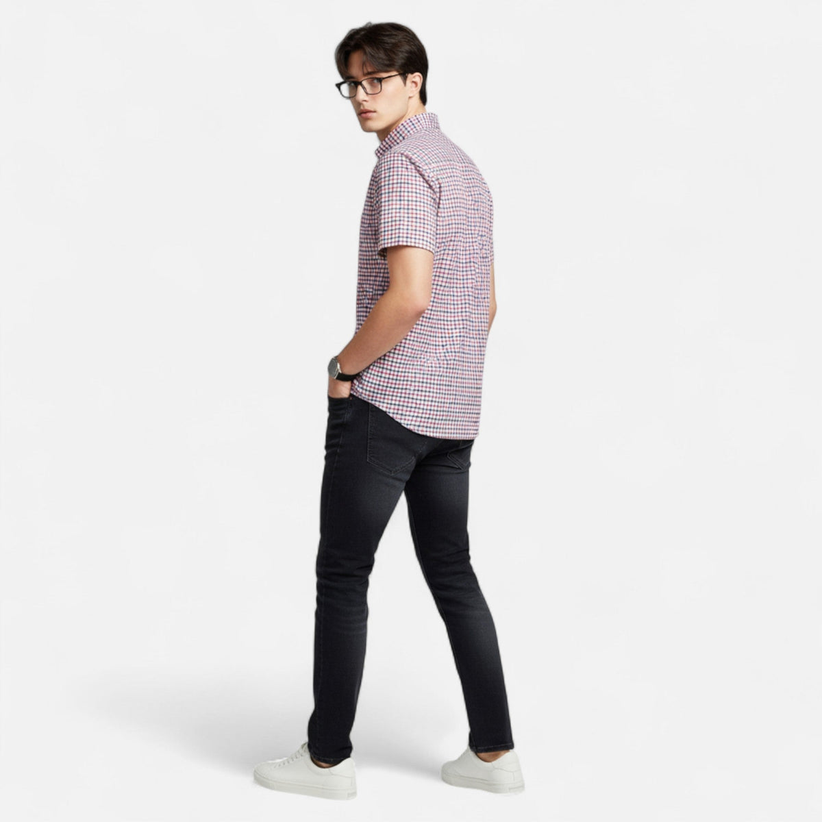 Men's Oxford Cotton Short Sleeve Button-Up Shirt