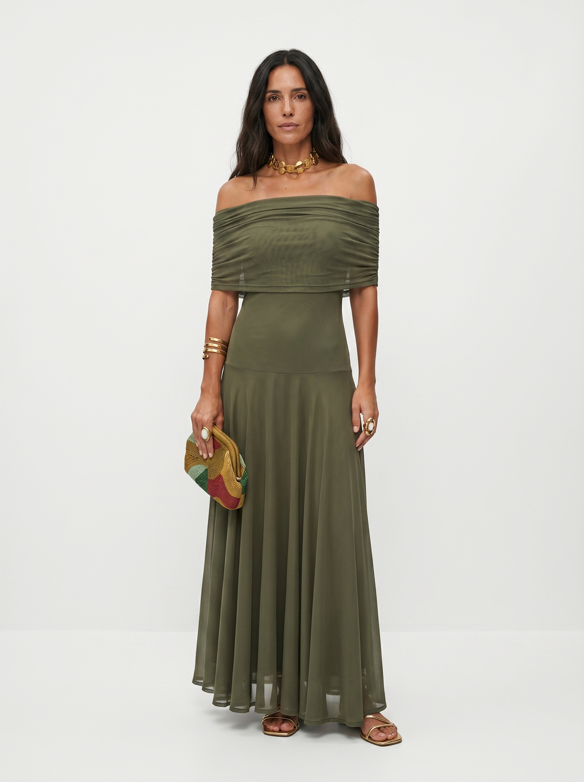 Abstract Print Chiffon One Shoulder Ruched Maxi Gown