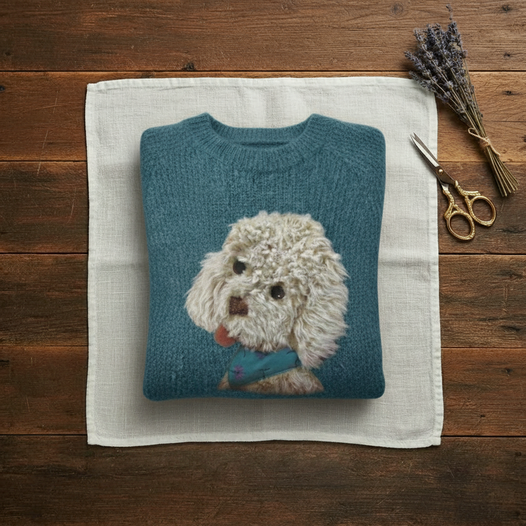 Dog Graphic Crew Neck Long Sleeve Knit Sweater 2