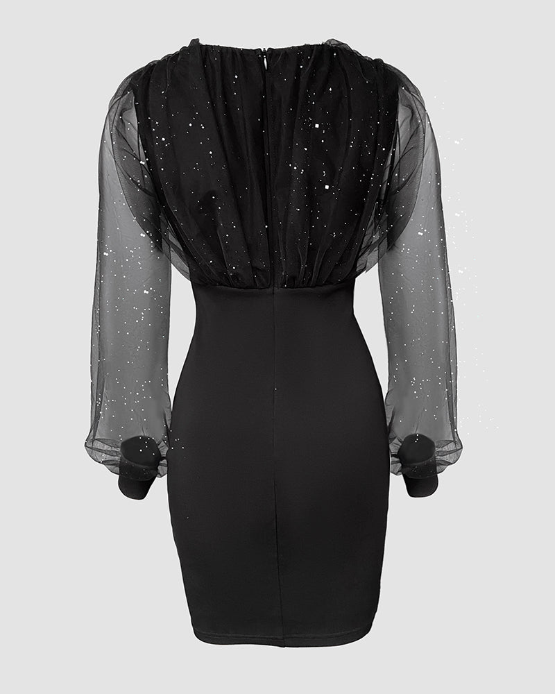 Chic Glitter Mini Cocktail Dress with Adjustable Straps and Lined Skir