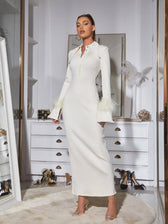 Ginger Long Sleeve Feather Bandage Dress 4