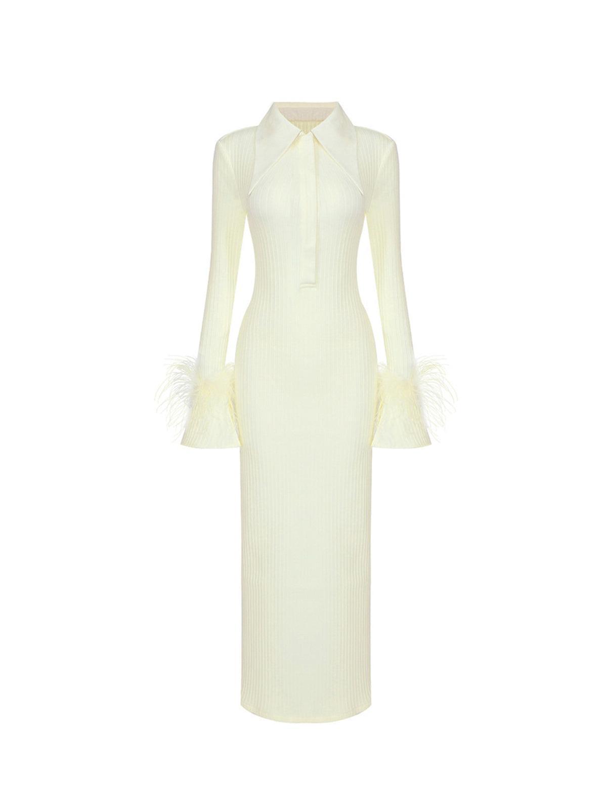 Ginger Long Sleeve Feather Bandage Dress 6