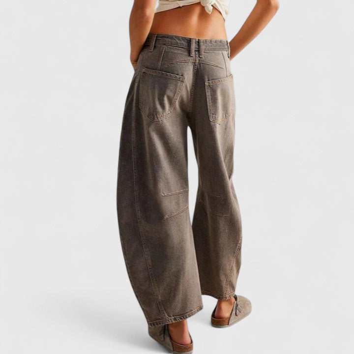 High Waist Faded Barrel Leg Jeans