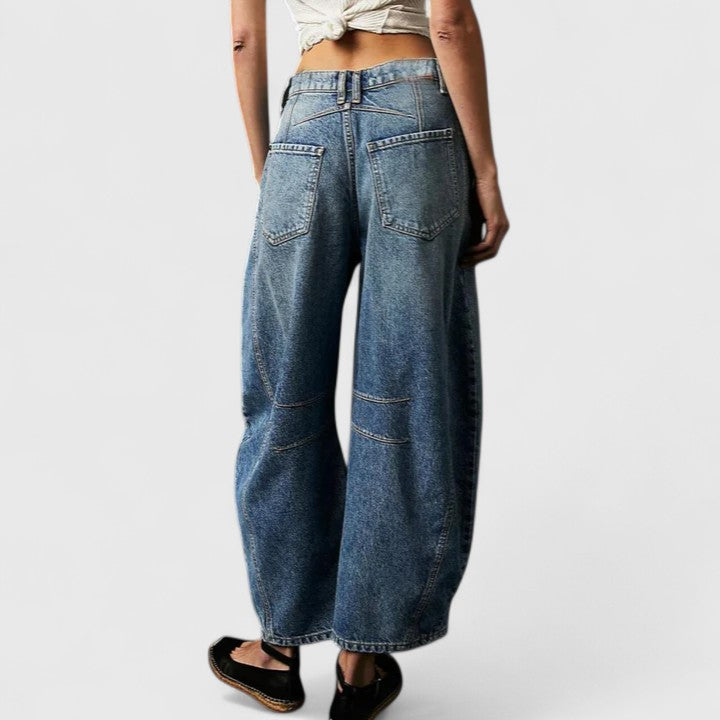 High Waist Faded Barrel Leg Jeans