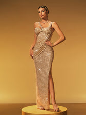 Sleeveless Sequin Split Maxi Dress - View 2