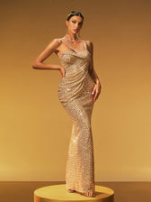 Sleeveless Sequin Split Maxi Dress - View 5