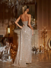 Strapless Ruched Sequin Maxi Dress 6