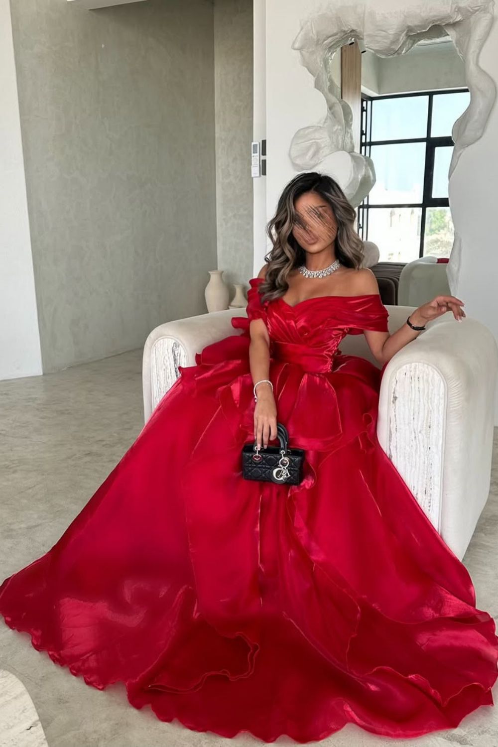 Gorgeous A-Line Pink Off The Shoulder Long Ruffle Formal Party Dress