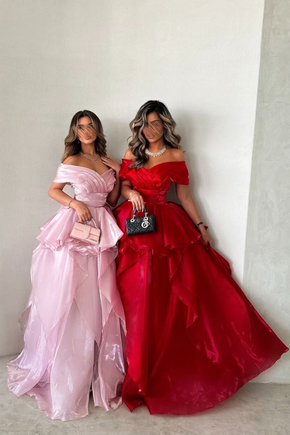Gorgeous A-Line Pink Off The Shoulder Long Ruffle Formal Party Dress