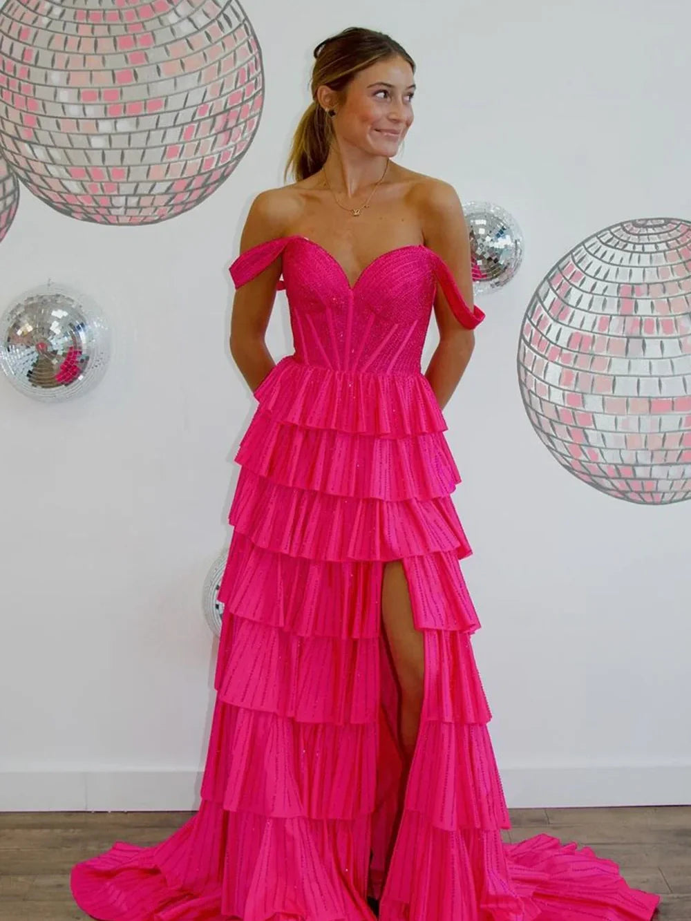 Gorgeous Royal Blue A-Line Off The Shoulder Long Beaded Prom Dress