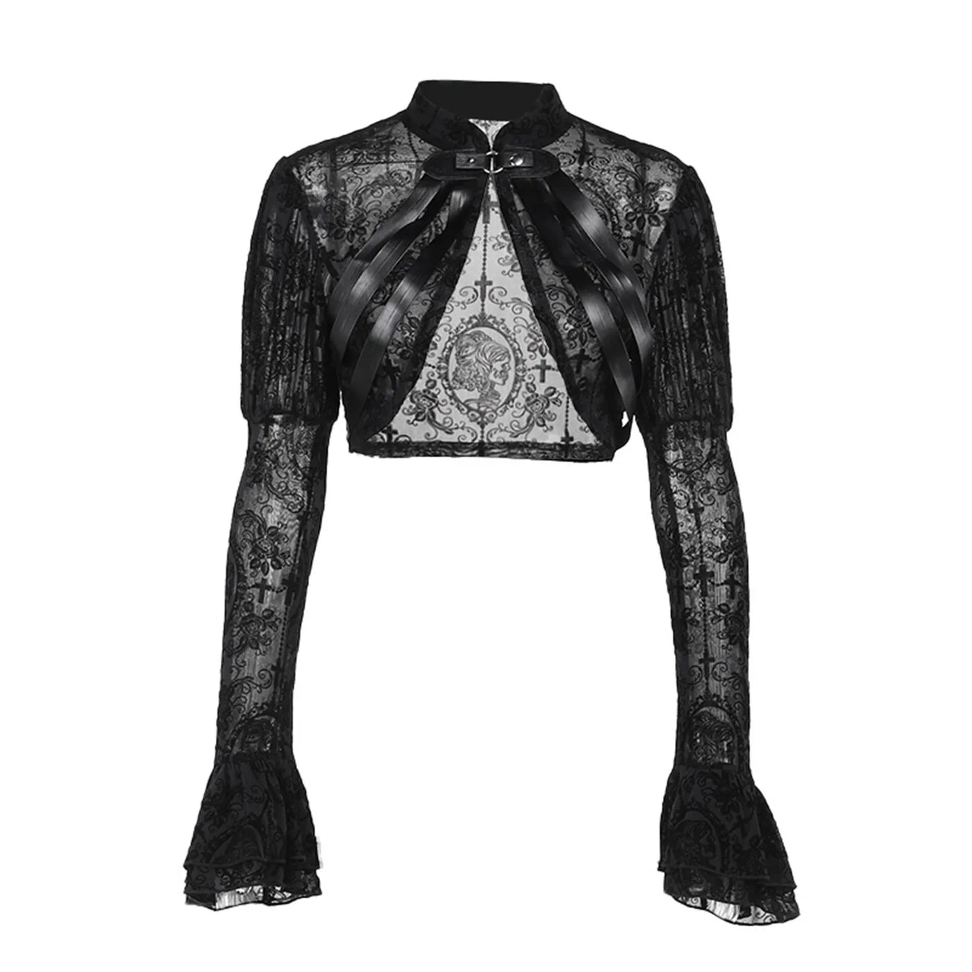 Long Sleeves Smock Vintage Black Lace Flare Sleeve Cosplay Cardigan