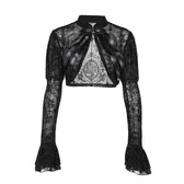 Long Sleeves Smock Vintage Black Lace Flare Sleeve Cosplay Cardigan