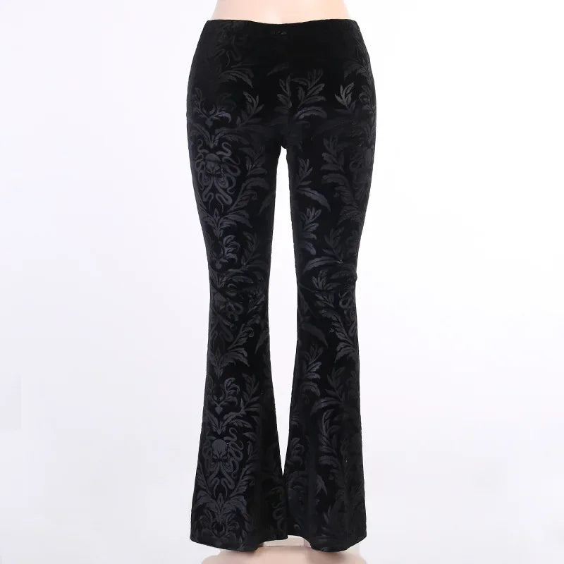 Retro Print Black Halloween Pants