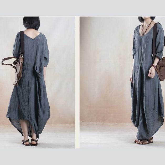Gray line dress summer maxi dress short sleeve