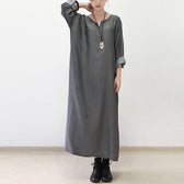 Gray Silk Dresses Fall Maxi Dress Long Sleeve Maxi Dress 2