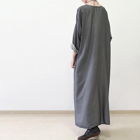 Gray Silk Dresses Fall Maxi Dress Long Sleeve Maxi Dress 4