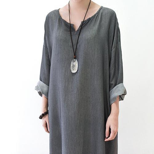 Gray Silk Dresses Fall Maxi Dress Long Sleeve Maxi Dress 5