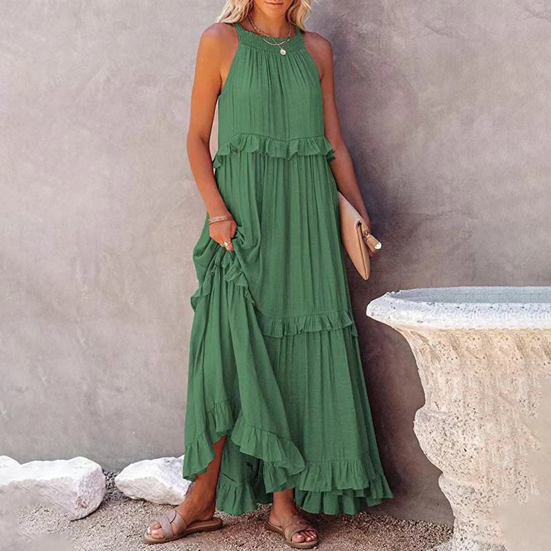 Aurora Timeless Sleeveless Maxi Dress with Ruffles Evening Wear Edit
