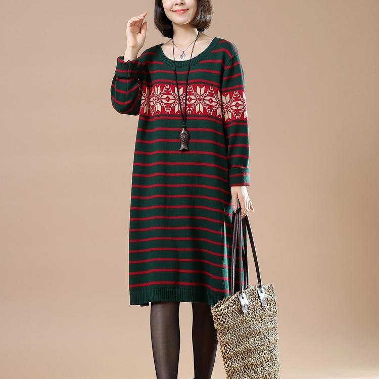 Green sweaters winter knit dresses snow flakes