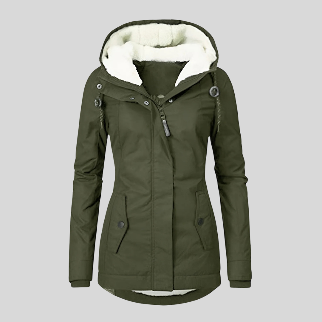 Hooded Sherpa Lined Zip Front Parka Jacket