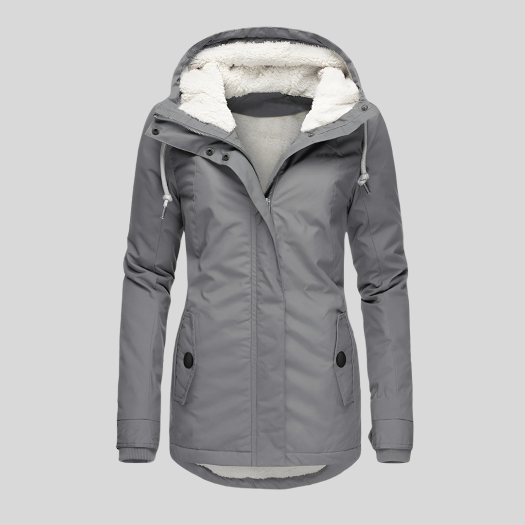Hooded Sherpa Lined Zip Front Parka Jacket