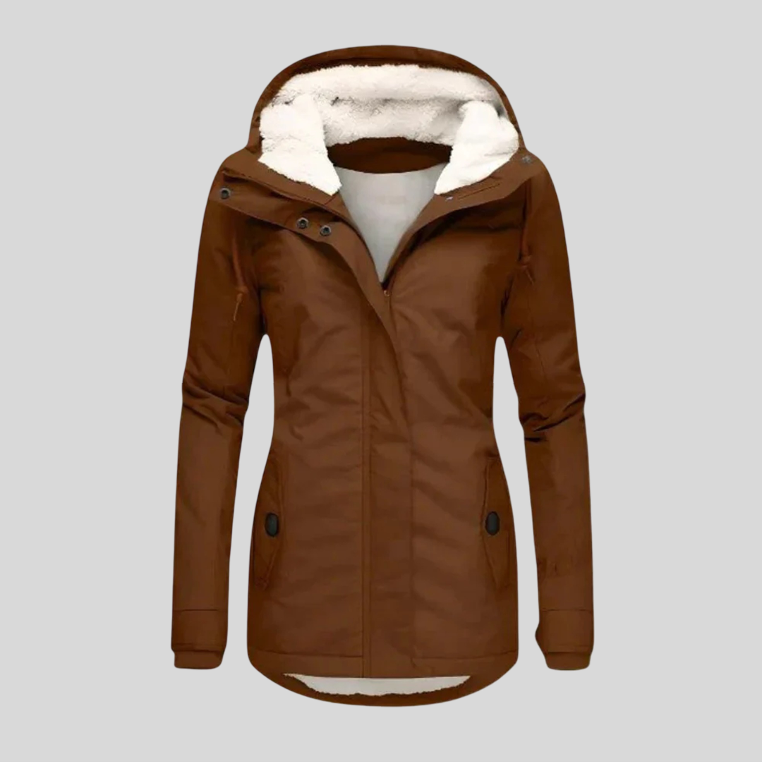 Hooded Sherpa Lined Zip Front Parka Jacket