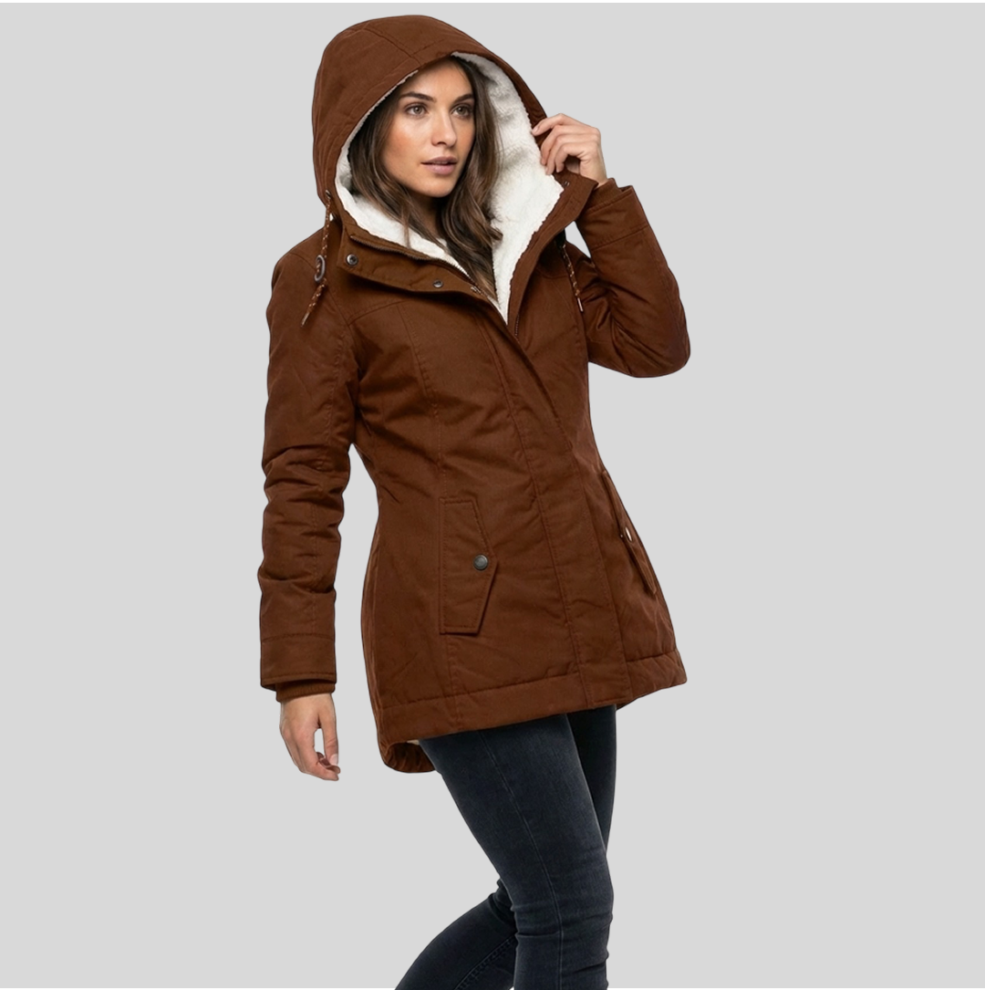 Hooded Sherpa Lined Zip Front Parka Jacket