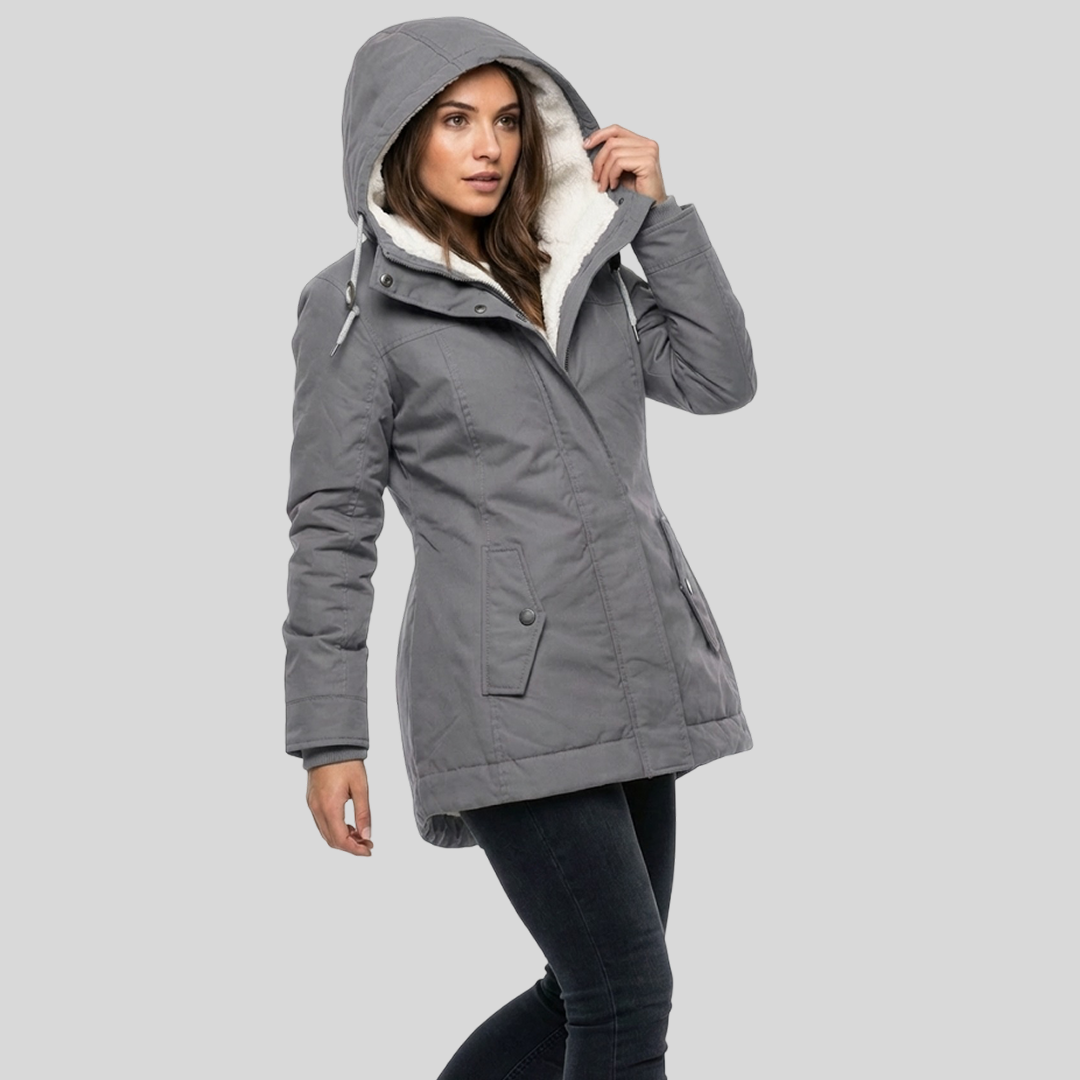 Hooded Sherpa Lined Zip Front Parka Jacket