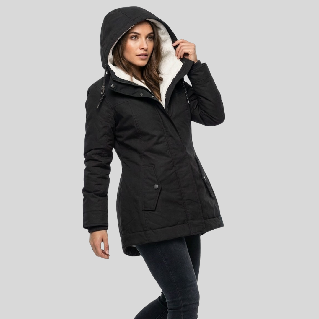 Hooded Sherpa Lined Zip Front Parka Jacket