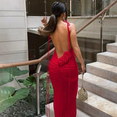 Backless Floral Maxi Dress