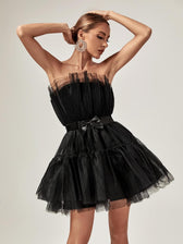 Guinevere Strapless Mesh Mini Dress In Black 3
