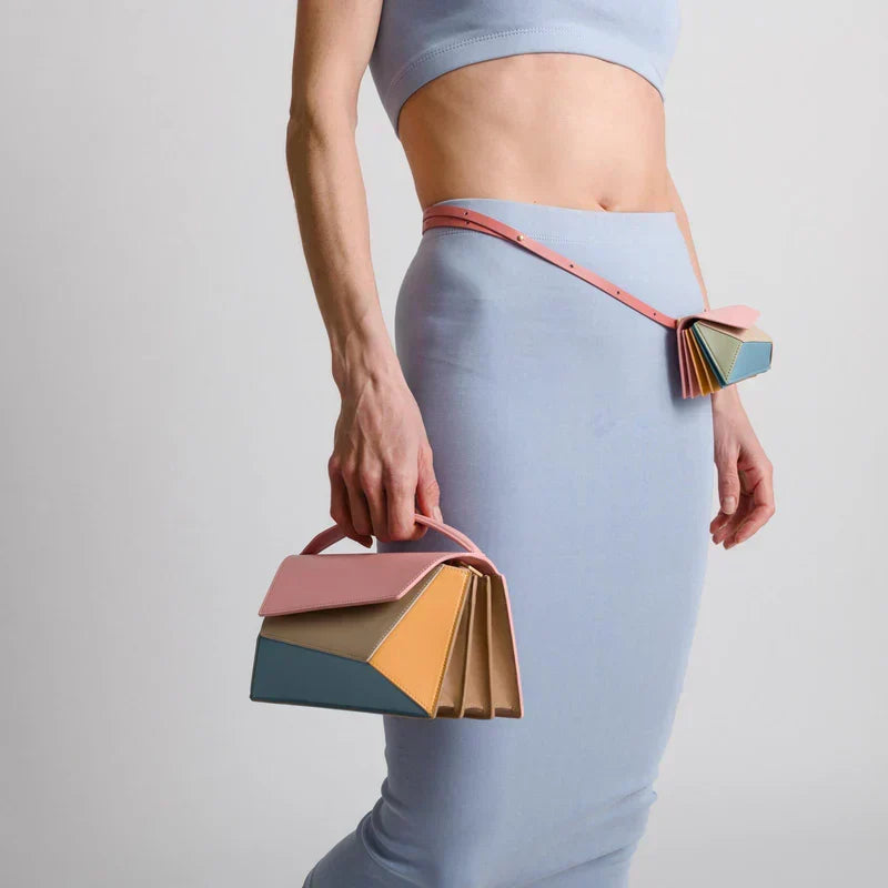 Color Block Top Handle Structured Shoulder Bag