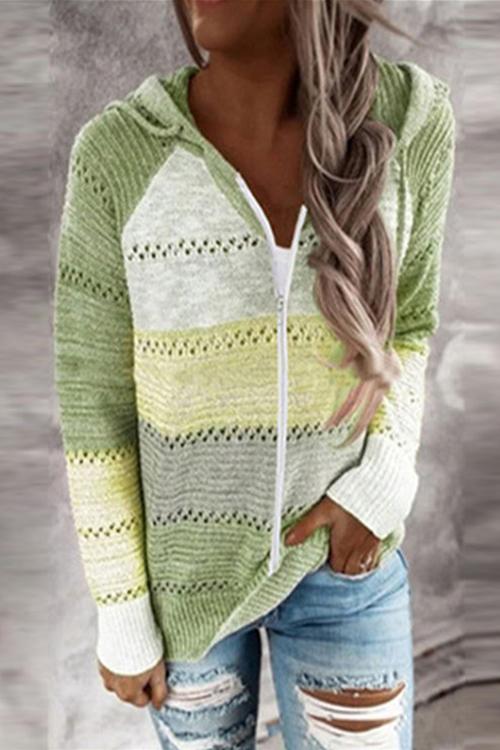 Gradient Zipper Hoodie Cardigan