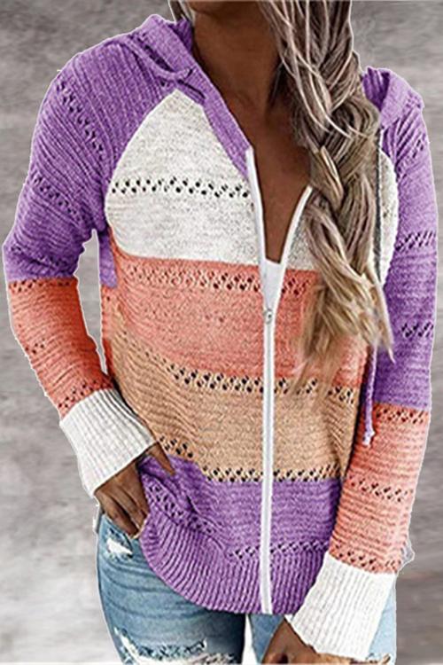 Gradient Zipper Hoodie Cardigan