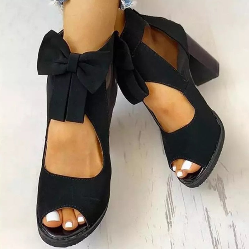 Fish Mouth Knot High Heel Sandals