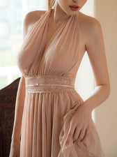 Mesh Halter Deep V-Neck Lace Trim Mini Dress 13
