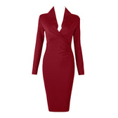 Women’s Full Gown Celebrity Club - V Bodycon Warm-Season Vestidos Deep Bandage Evening Neck With